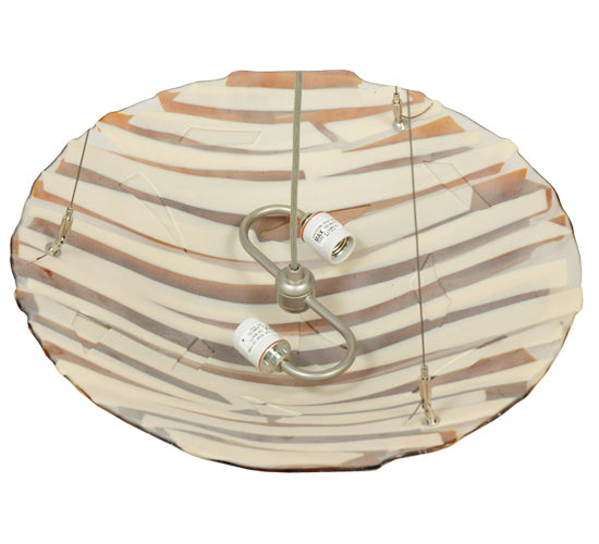 Meyda Lighting Marina 21" 2-Light Nickel Inverted Pendant Light With Fused Beige & Amber Shade Glass