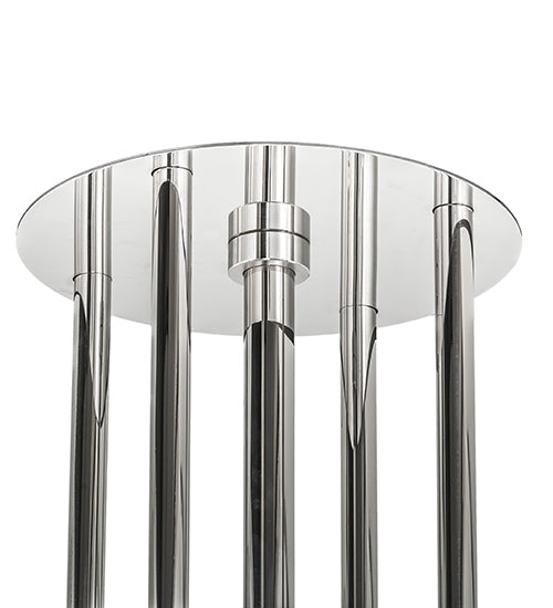Meyda Lighting Marquee 36" LED Polished Stainless Steel Chandelier With Clear Shade Glass and Fan