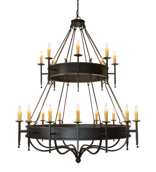 Meyda Lighting Marta 72" 24-Light 2-Tier Gunmetal Chandelier With Ivory Faux Candlelight