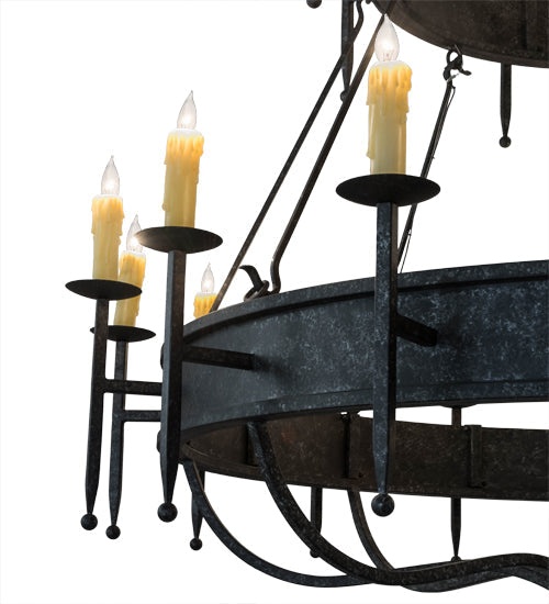 Meyda Lighting Marta 72" 24-Light 2-Tier Smoke Chandelier With Ivory Faux Candlelight