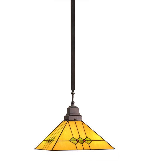 Meyda Lighting Martini Mission 18" Mahogany Bronze Pendant Light With Multi-Colored Shade Glass