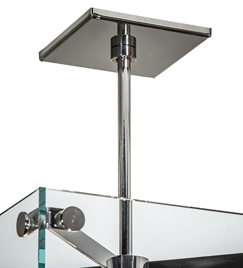 Meyda Lighting Melazzo 17" Polished Stainless Steel Pendant Light With Clear Plate Shade Glass