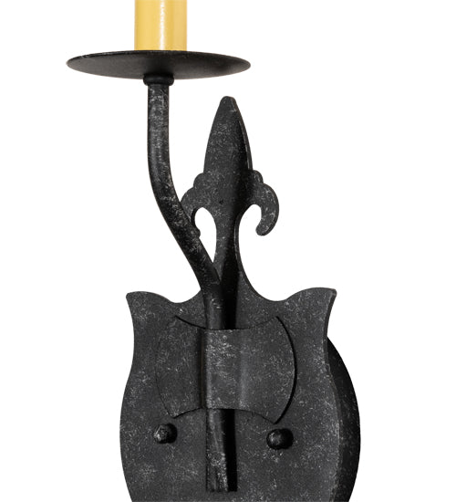 Meyda Lighting Merano 203930 5" Gunmetal Wall Sconce With Ivory Faux Candlelight