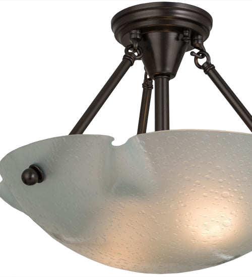 Meyda Lighting Metro 17" 2-Light Oil Rubbed Bronze Semi-flush Mount Light With White Frosted Raindrop Shade Glass