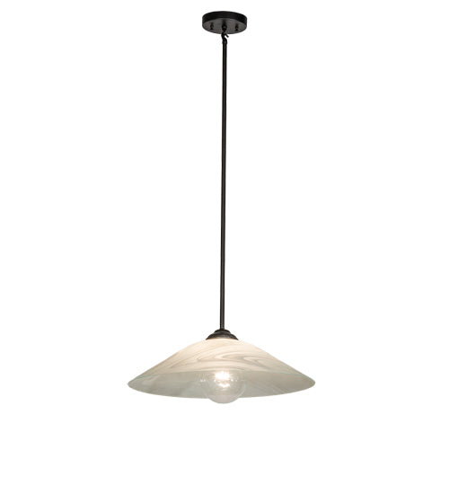 Meyda Lighting Metro 20" Craftsman Brown Blanco Swirl Pendant Light With White Shade Glass