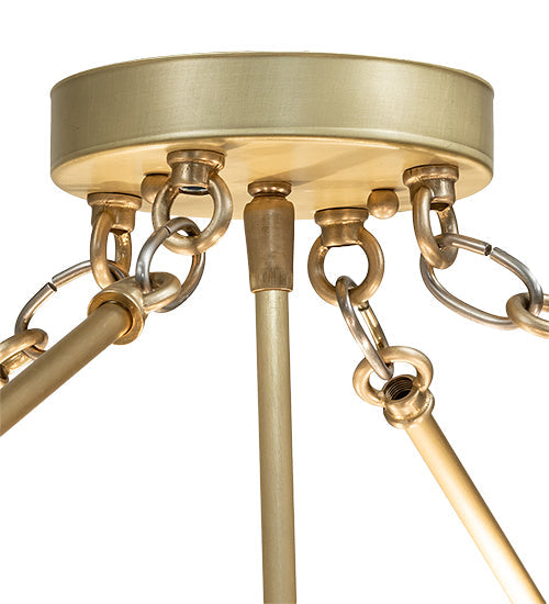 Meyda Lighting Metro 32" 6-Light Brushed Brass Fusion Super Nova Semi-flush Mount Light With Clear Frosted Shade Glass
