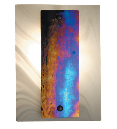 Meyda Lighting Metro 9" Nickel Aurora Borealis LED Wall Sconce With Iridescent Shade Glass