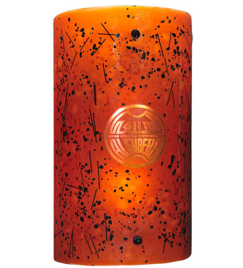 Meyda Lighting Metro Fusion 12" 2-Light Gray Custom Logo Personalized Wall Sconce With Orange & Black Shade Glass