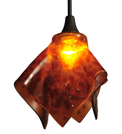 Meyda Lighting Metro Fusion 12" Black Cheta Pendant Light With Amber and Dark Amber Frit Shade Glass