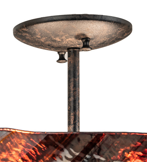 Meyda Lighting Metro Fusion 16" 2-Light Coffee Bean Rootbeer Cathedral Ripple Semi-flush Mount Light With Brown & Red Shade Glass
