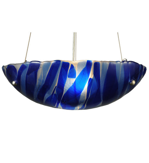 Meyda Lighting Metro Fusion 16" 3-Light Brass Nickel Inverted Pendant Light With Blue Shade Glass