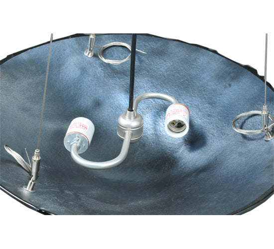 Meyda Lighting Metro Fusion 18" 2-Light Nickel Cielo Di Notte Inverted Pendant Light With Black Iridescent Shade Glass