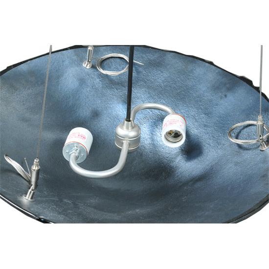 Meyda Lighting Metro Fusion 18" 2-Light Nickel Cielo Di Notte Inverted Pendant Light With Black Iridescent Shade Glass