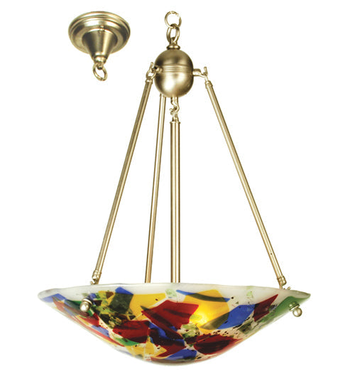 Meyda Lighting Metro Fusion 21" 3-Light Nickel Duomo Inverted Pendant Light With Multi-Colored Fused Shade Glass
