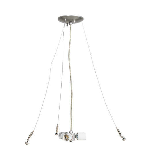 Meyda Lighting Metro Fusion 24" 3-Light Brushed Nickel Ramoscelli Inverted Pendant Light With White Iridescent Shade Glass