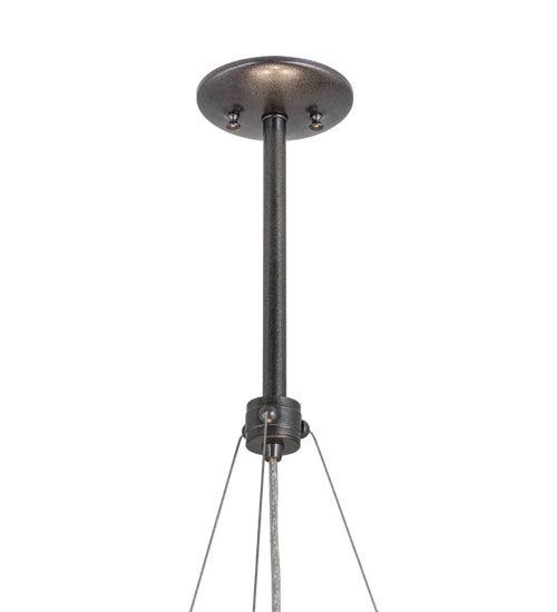 Meyda Lighting Metro Fusion 24" 3-Light Cosmic Silver Vein Ramoscelli Inverted Pendant Light With Multi-Colored Shade Glass