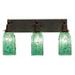 Meyda Lighting Metro Fusion 24" 3-Light Oil Rubbed Bronze Seaglass Vanity Light With Green & Black Frit Draped Shade Glass