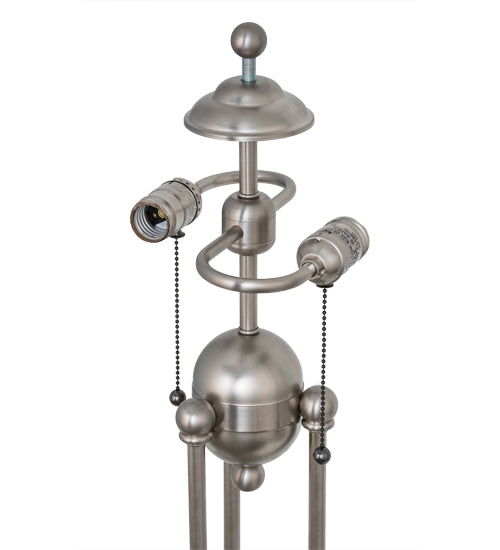 Meyda Lighting Metro Fusion 26" 2-Light Nickel Plum Crazy Deco Ball Table Lamp With Multi-Colored Shade Glass