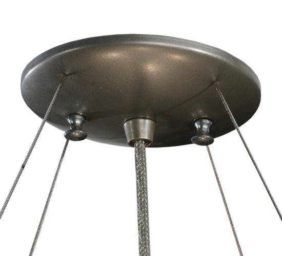 Meyda Lighting Metro Fusion 30" 4-Light Silver The Rock Inverted Pendant Light With Amber Shade Glass