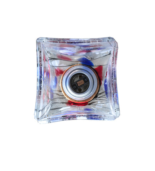 Meyda Lighting Metro Fusion 5" Antique Nickel Americana Mini Pendant Light With Multi-Colored Shade Glass