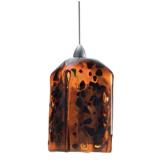 Meyda Lighting Metro Fusion 5" Platinum The Rock Draped Mini Pendant Light With Amber & Black Shade Glass