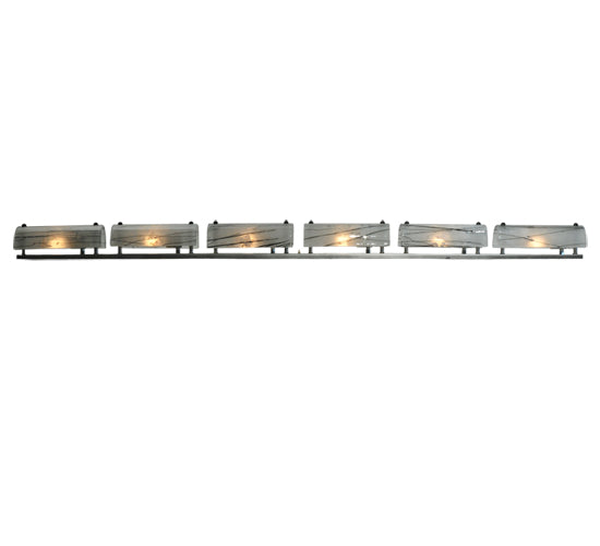 Meyda Lighting Metro Fusion 73" 6-Light Nickel Branches Vanity Light With Black & White Shade Glass