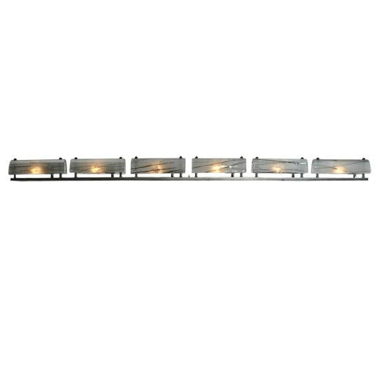 Meyda Lighting Metro Fusion 73" 6-Light Nickel Branches Vanity Light With Black & White Shade Glass