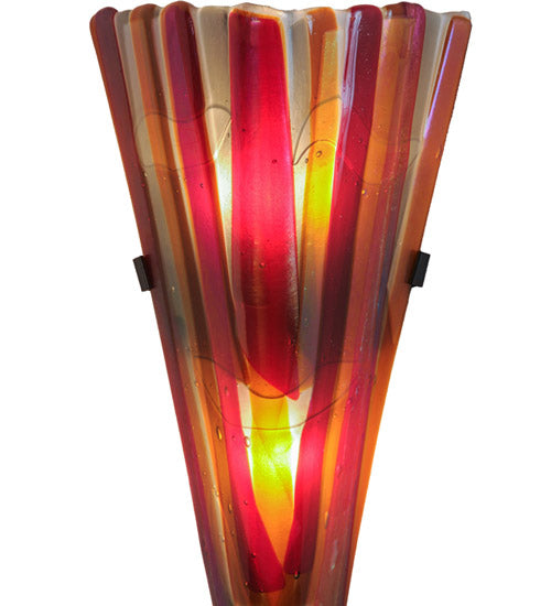 Meyda Lighting Metro Fusion 8" 2-Light Black Marina Wall Sconce With Multi-Colored Shade Glass