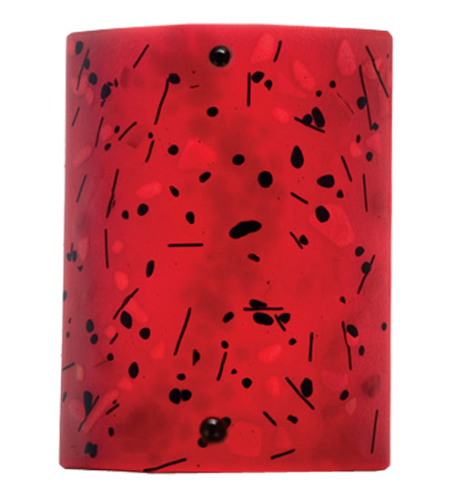 Meyda Lighting Metro Fusion 8" Nickel Wall Sconce With Red & Black Shade Glass