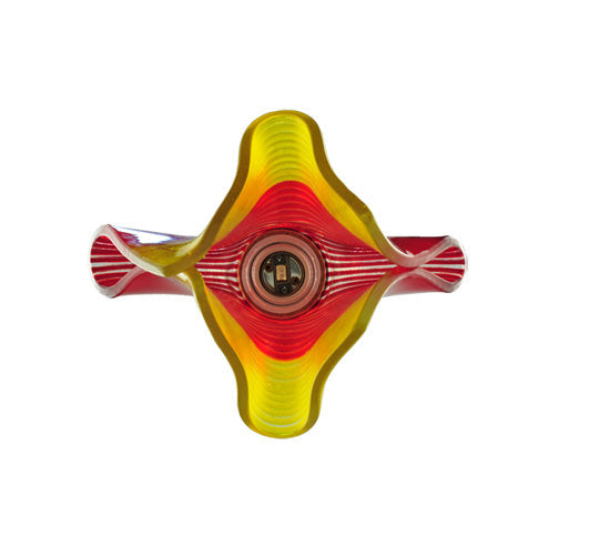 Meyda Lighting Metro Fusion 9" Nickel Handkerchief Stratos Solare Mini Pendant Light With Orange & Yellow Shade Glass