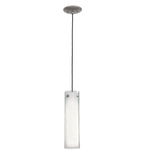 Meyda Lighting Metro Mist 5" Nickel Cilindro Mini Pendant Light With Clear Rainy View & Statuario Idalight Shade