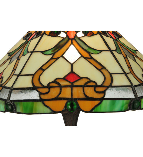Meyda Lighting Middleton 24" Mahogany Bronze Table Lamp With Multi-Colored Shade Glass
