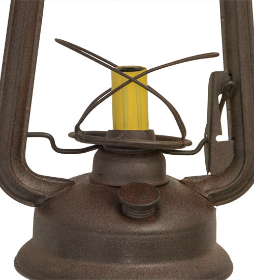 Meyda Lighting Miners Lantern 7" Distressed Rust Lantern Wall Sconce With Clear Frosted Shade Glass
