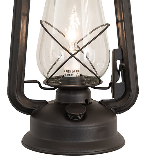 Meyda Lighting Miners Lantern 7" Wrought Iron Wall Sconce With Clear Shade Glass