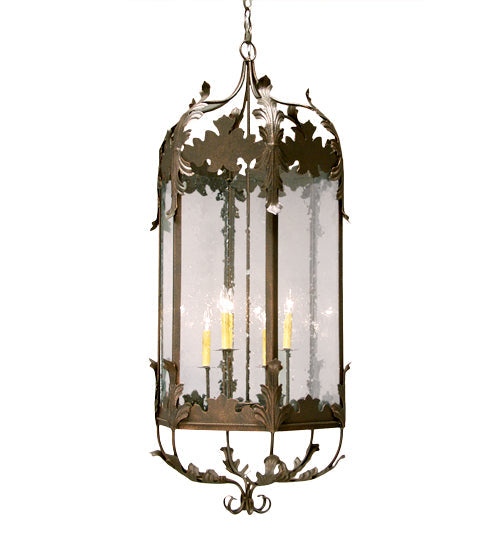 Meyda Lighting Miranda 19" 6-Light Cajun Spice Pendant Light With Clear Seeded Shade Glass