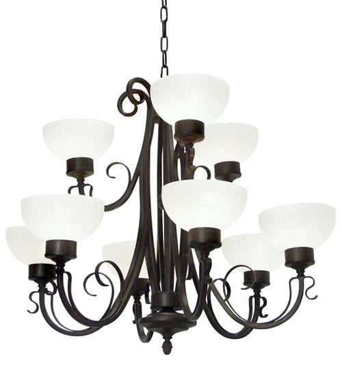 Meyda Lighting Mirasol 36" 9-Light Rustic Iron Chandelier With Whitestone Idalight Shade