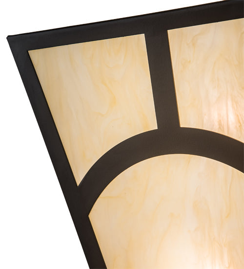 Meyda Lighting Mission 13" 2-Light Oil Rubbed Bronze Hill Top Wall Sconce With Beige Botticino Idalight Shade
