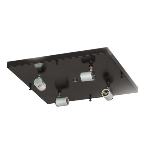 Meyda Lighting Mission 24" 4-Light Timeless Bronze Flush Mount Light With White Iridescent Art Shade Glass