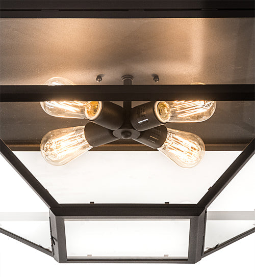 Meyda Lighting Mission 28" 4-Light Wrought Iron Prime Flush Mount Light With Clear Shade Glass
