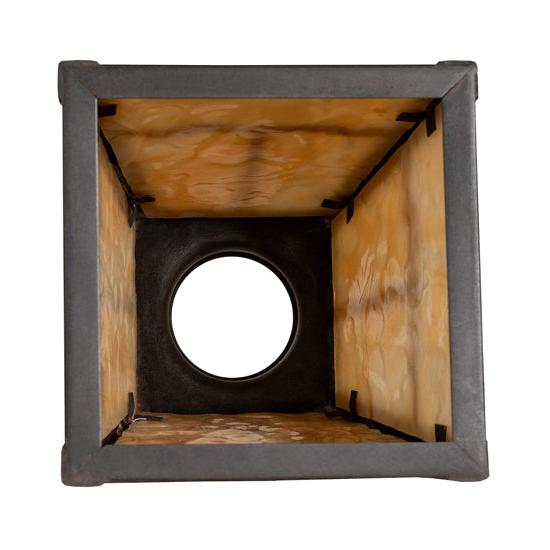 Meyda Lighting Mission 8" Craftsman Brown on Brass With Beige Shade Glass and Ring