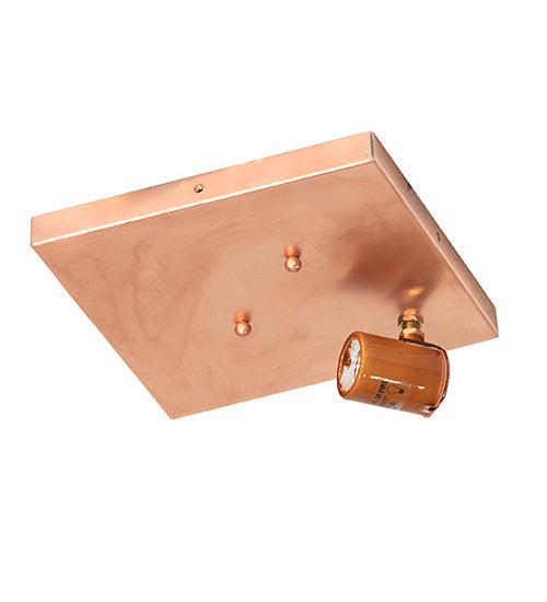 Meyda Lighting Mission 8"Sq Raw Copper Prime Flush Mount Light With Clear Shade Glass