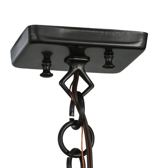 Meyda Lighting Mission 9" Craftsman Brown Hanging Mini Lantern Pendant Light With Clear Seeded Shade Glass