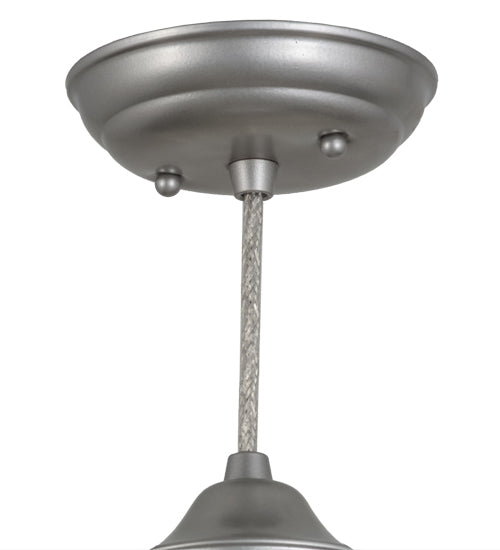 Meyda Lighting Mission 9" Nickel Mini Cantilever Pendant Light With Silver Mica Shade Glass