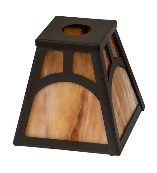 Meyda Lighting Mission 9" Timeless Bronze Hill Top Honey Amber Shade Glass