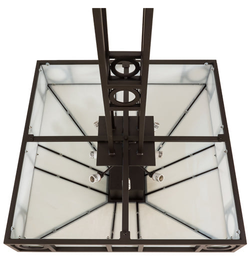 Meyda Lighting Mission Chic 51" 9-Light Oil Rubbed Bronze Pendant Light With White Art Shade Glass