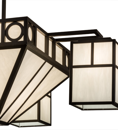 Meyda Lighting Mission Chic 60" 13-Light Oil Rubbed Bronze Chandelier With White Art Shade Glass