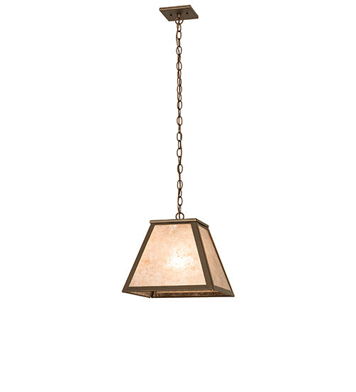 Meyda Lighting Mission Prime 20" Tyler Bronze Pendant Light With Silver Mica Shade Glass