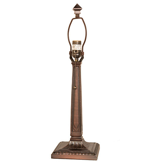 Meyda Lighting Mission Prime 22" Mahogany Bronze Table Lamp With Amber Mica Shade Glass