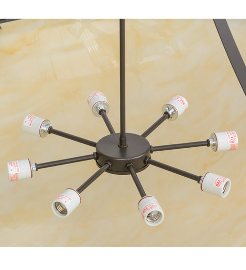 Meyda Lighting Modesto 50" 8-Light Timeless Bronze Inverted Pendant Light With Sahara Taupe Idalight Shade