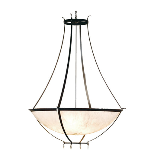 Meyda Lighting Modesto 62" 8-Light Timeless Bronze Inverted Pendant Light With Whitestone Idalight Shade